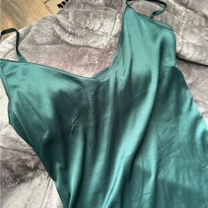 Elegant Green Satin Slip Dress